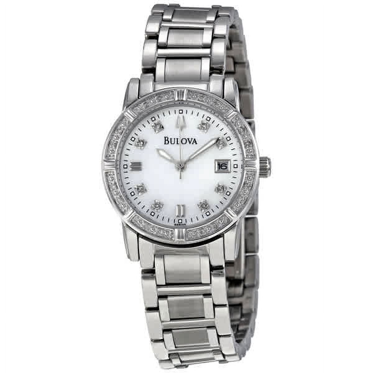 Bulova Diamond White Mother of Pearl Dial Ladies Watch 96R105