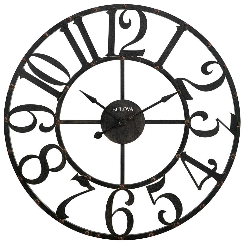 Oversized Black Metal Industrial Round Wall Clock