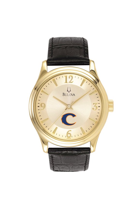 Gold Clayton State Lakers Stainless Steel Watch with Leather Band