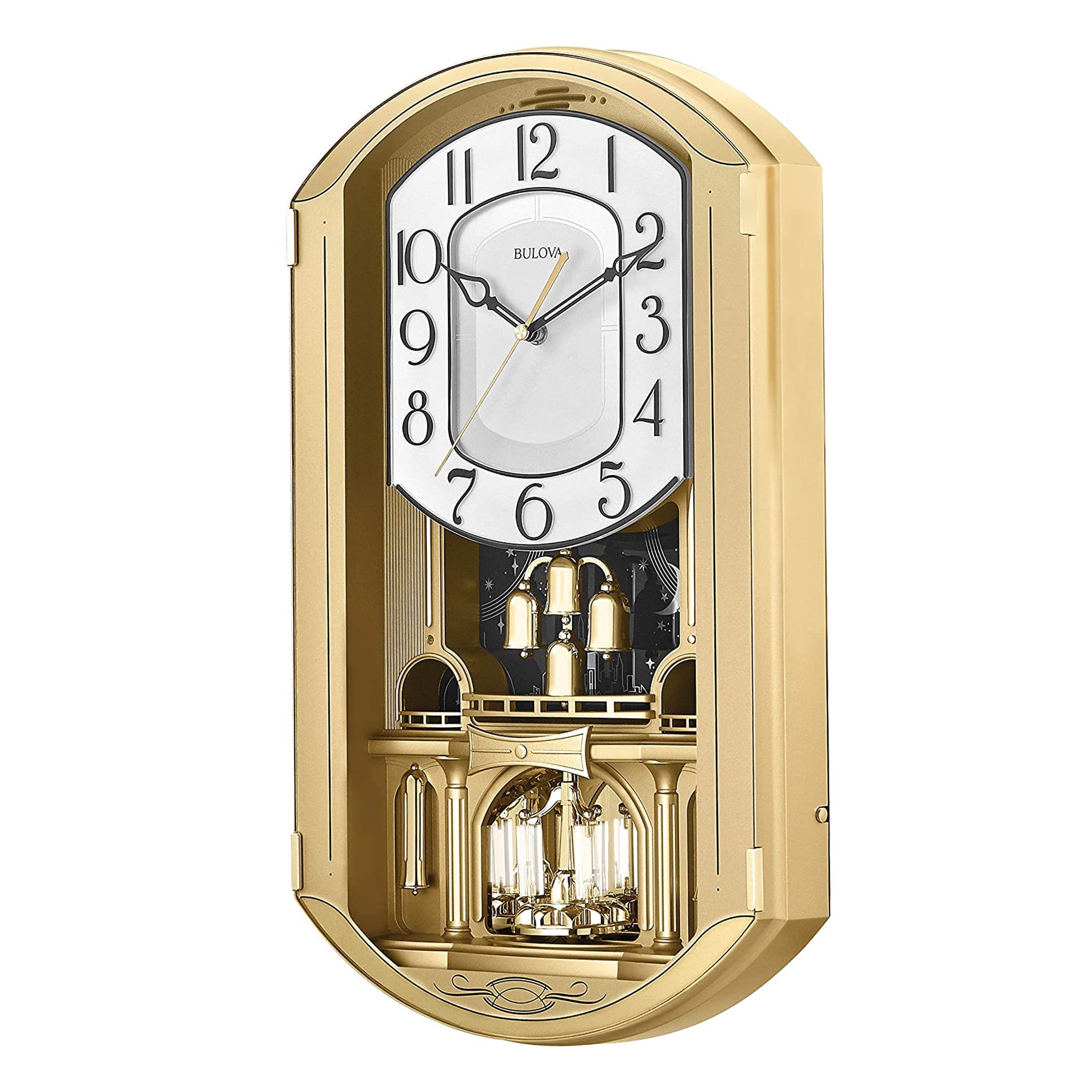 Bulova Battery Operated Golden Music Chime Wall Clock with K