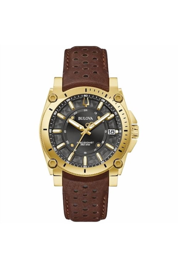 Bulova Precisionist Men's Gold Tone PVD Stainless Black Dial Quartz Watch 97B216