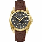 Bulova Precisionist Mens Gold Tone PVD Stainless Black Dial Quartz Watch 97B216