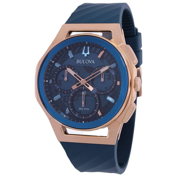 Bulova Marc Anthony CURV Chronograph Quartz Blue Dial Men's Watch 97A185