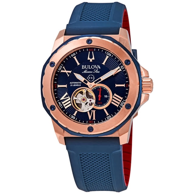 Bulova Marine Star Automatic Blue Dial Men's Watch 98A227 - Walmart.com