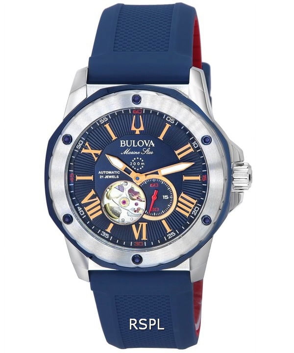 【BULOVA】Marine Star マリンスター 98A282 自動巻 メン Bulova Marine Star Men's Watch, Open Heart Blue Dial, Automatic