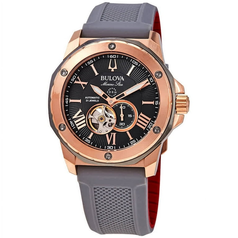Bulova Marine Star Men s Wrist Watch Automatic Grey Dial Rose Gold Tone 98A228 Walmart