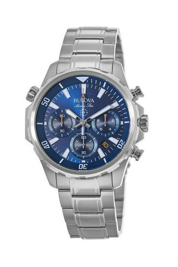Bulova Marine Star Blue Chronograph Dial Stainless Steel Men's Watch 96B256
