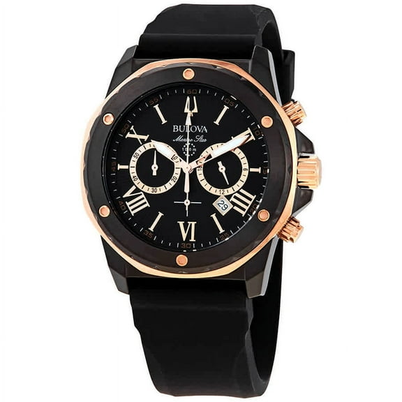 Bulova Marine Star Chronograph Quartz Black Dial Men's Watch 98B307