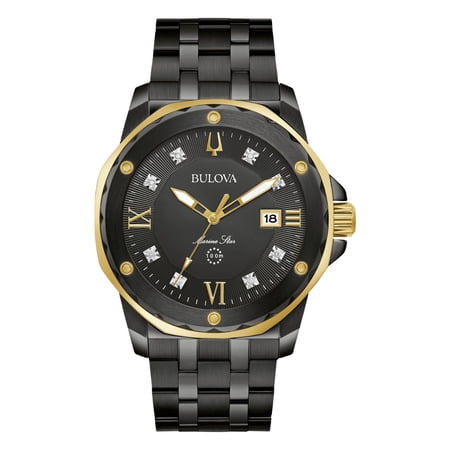 Bulova Men's Marine Black Dial Watch - 98D176