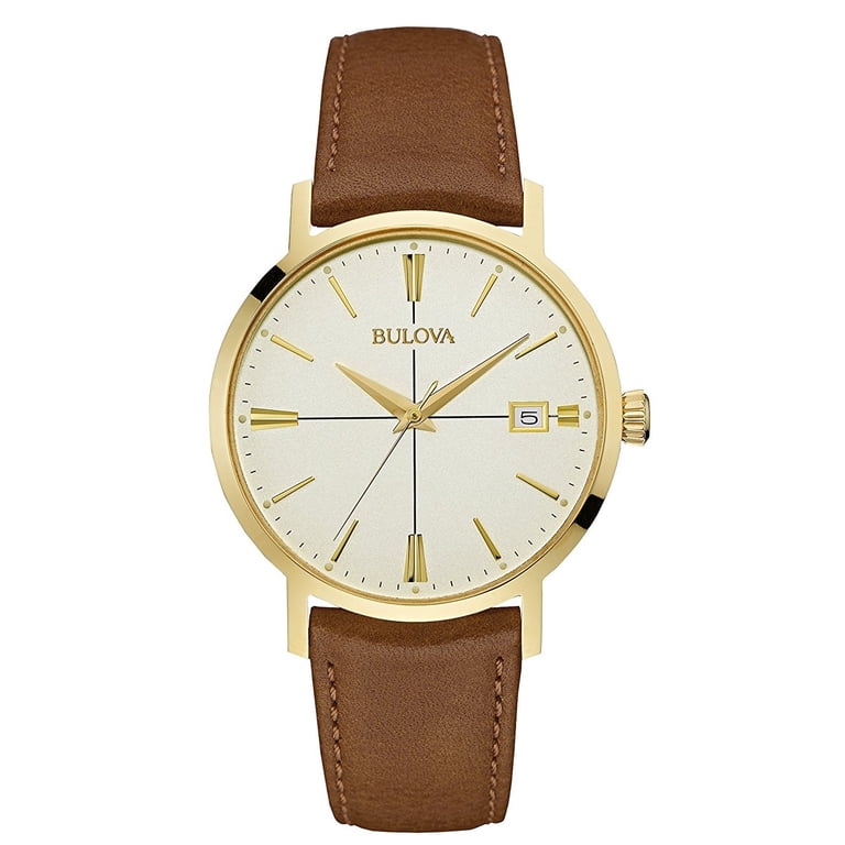 Bulova Men's Aerojet Leather Watch 97B151 - Walmart.com