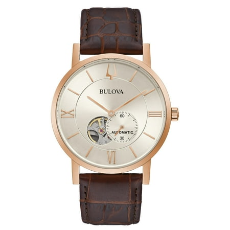 Bulova Men's Automatic Leather Strap Watch 97A150