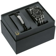 Bulova Men's Black Crystal Watch Gift Set with ID Bracelet 98K109