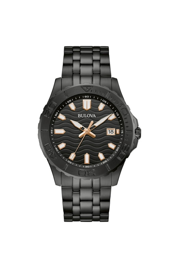 Men's Black IP Stainless Steel Marine Style Watch - 98B438