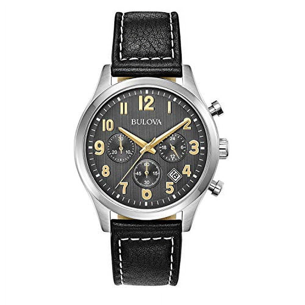 Bulova Men s Black Leather Strap Chronograph Watch 96B302