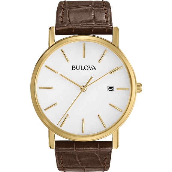 Bulova Men's Brown Leather Quartz Dress Watch 97B100
