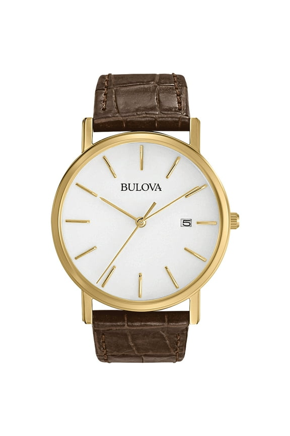 Men's Brown Leather Quartz Dress Watch 97B100