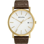 Bulova Mens Brown Leather Quartz Dress Watch 97B100