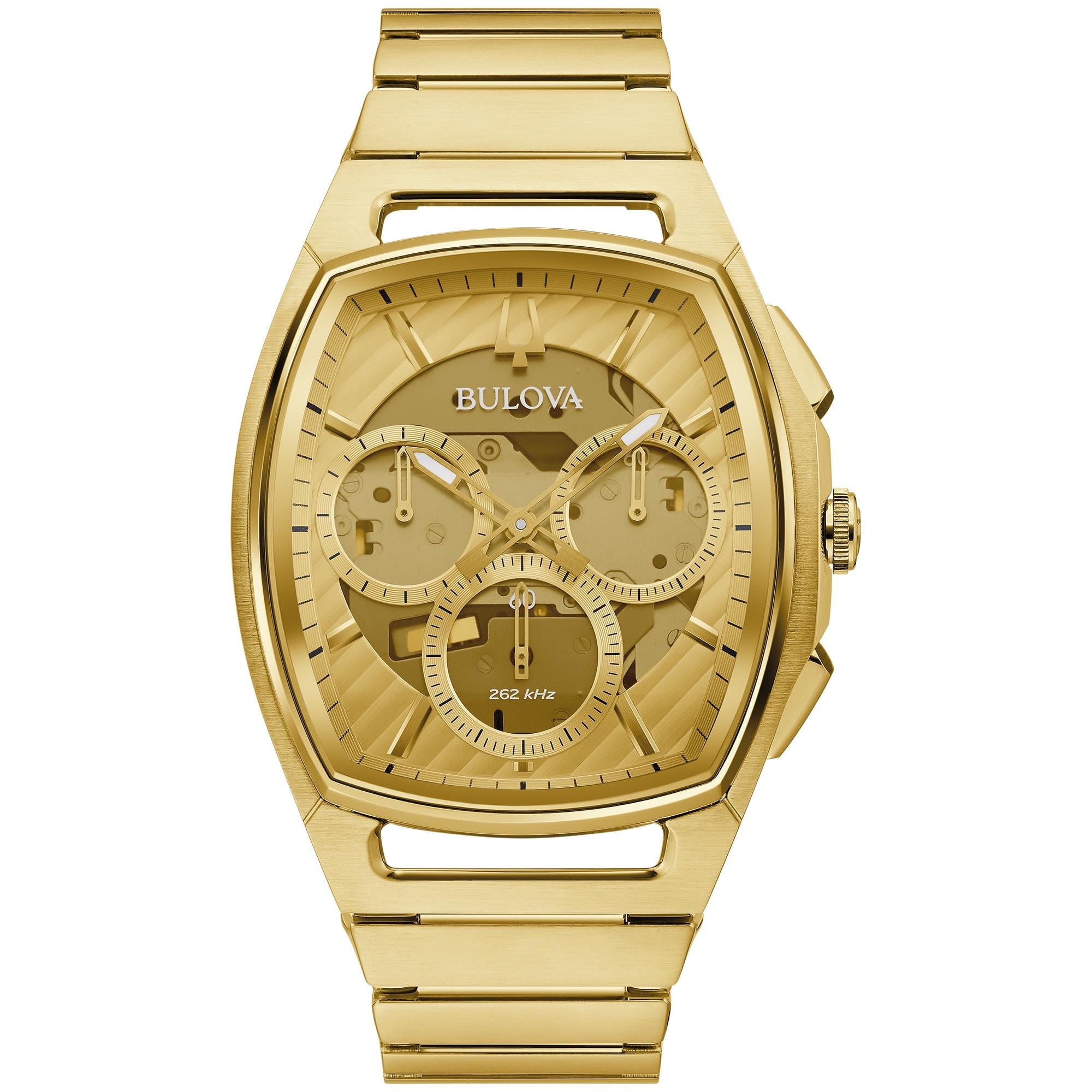 最高級 Bulova Shipping! Free Men's Gold-Tone Chronograph CURV コレクション