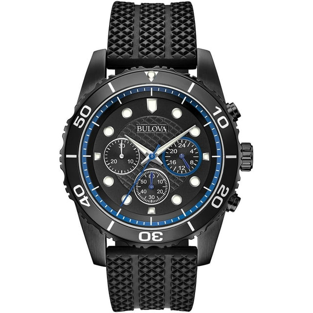 Bulova Men's Chronograph Sport Black Silicone Strap Watch