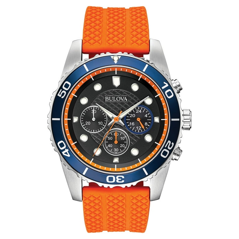 Bulova men's classic black rubber strap chronograph watch hot sale