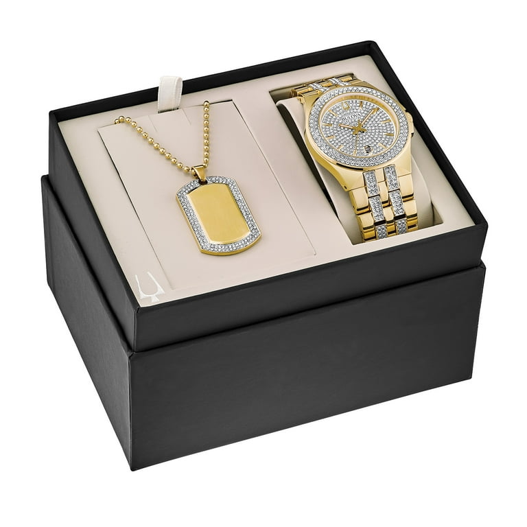 Bulova men's crystal watch gold sale