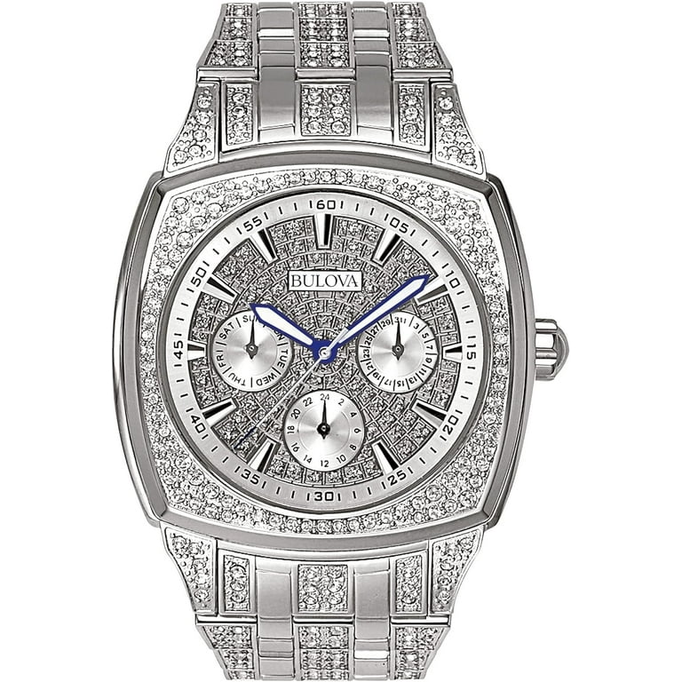 Bulova men's crystal stainless steel watch cheap