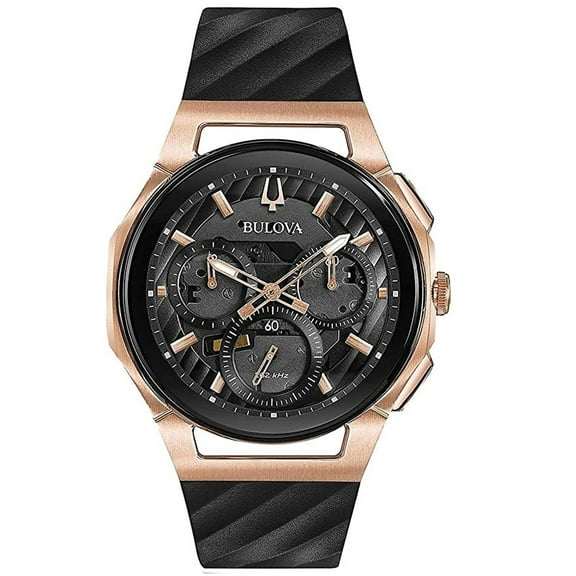 Bulova Men's Curv Rose Gold Tone Chronograph Watch 98A185