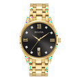 thumbnail image 1 of Bulova Men's Diamonds Black Dial Yellow Gold Plated Steel Bracelet Watch 97D108, 1 of 4