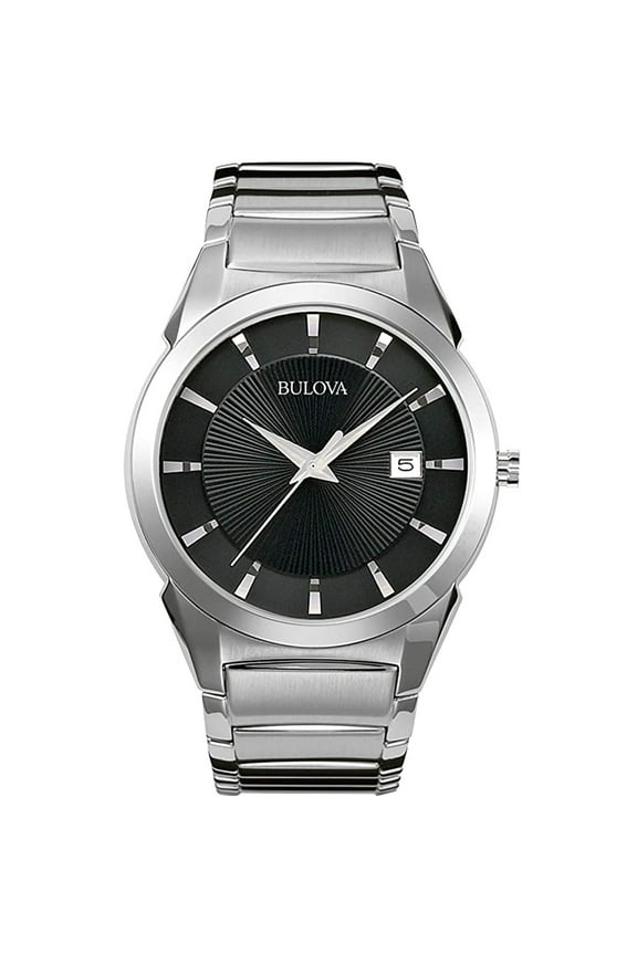 Men's Dress Silver Stainless-Steel Quartz Watch 96B149