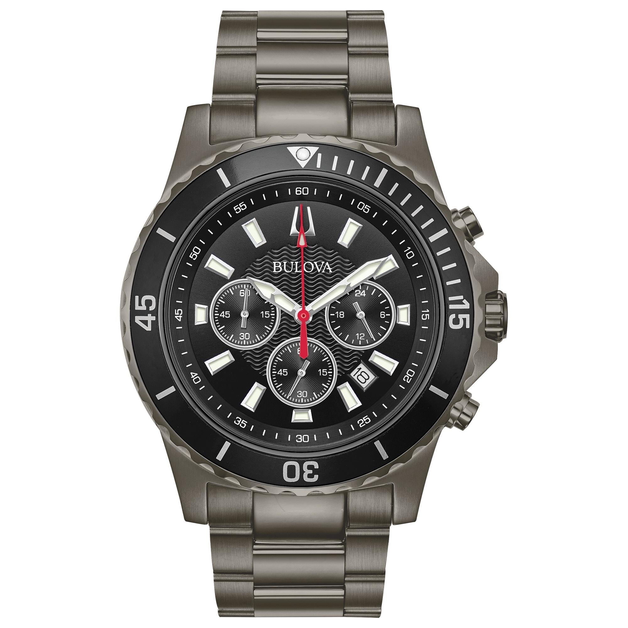BULOVA Men's Gray IP Stainless Steel Chronograph Watch - 98B337