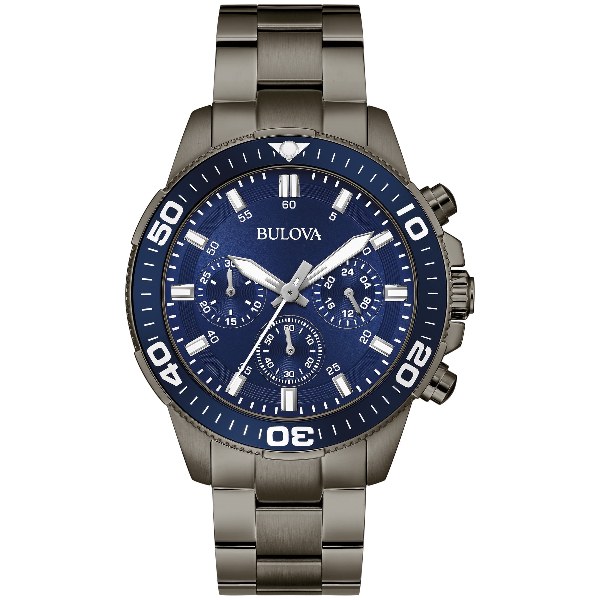 Bulova Men's Gray Ion-Plated Stainless Steel Chronograph Watch
