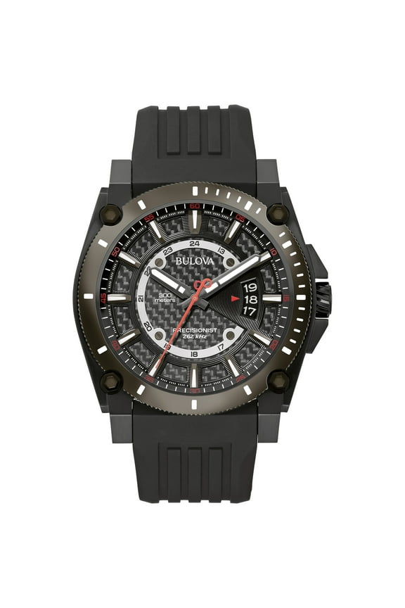 Men's Icon High Performance Quartz Chronograph Black Stainless Steel Watch with Polyurethane Strap 98B417