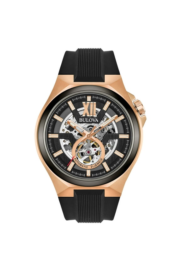 Men's Maquina Automatic Black Leather Strap Watch 98A177