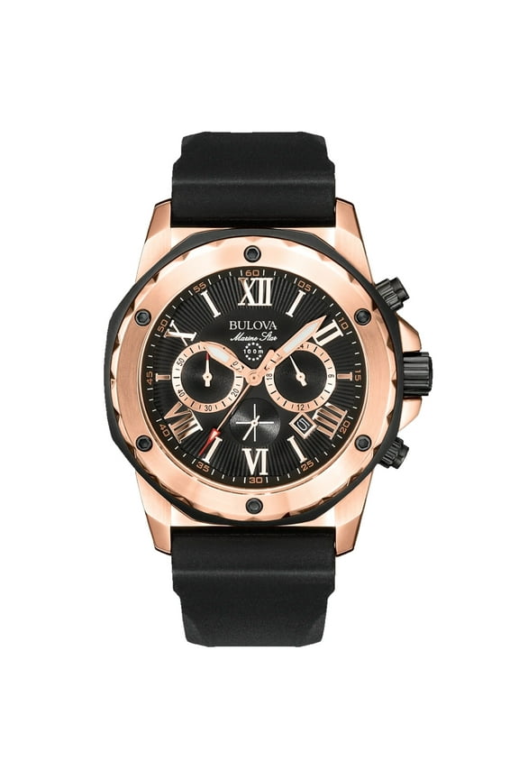 Men's Marine Star Black Rubber Quartz Watch 98B104