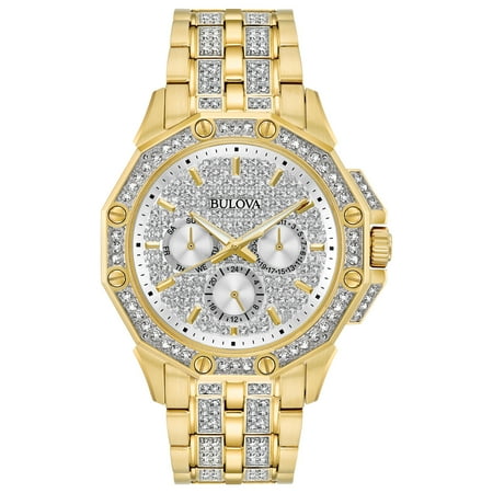 Bulova Men's Gold-Tone Crystal Watch with Multi-Function Dial 98C126