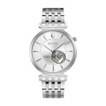 Bulova Men's Classic Regatta Stainless Steel 3-Hand Automatic Black Leather Strap Watch with Open Aperture Watch Style: 96A240