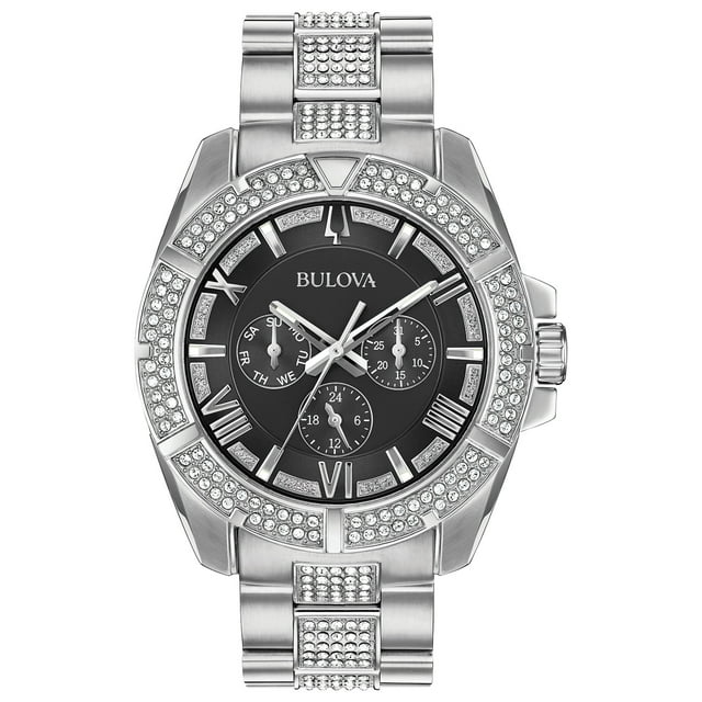 Bulova Men's Stainless Steel Crystal Watch 96C126