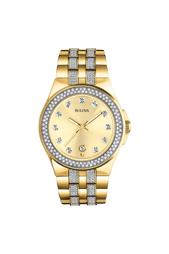 Men's Swarovski Crystal Gold Stainless Steel Watch 98B174