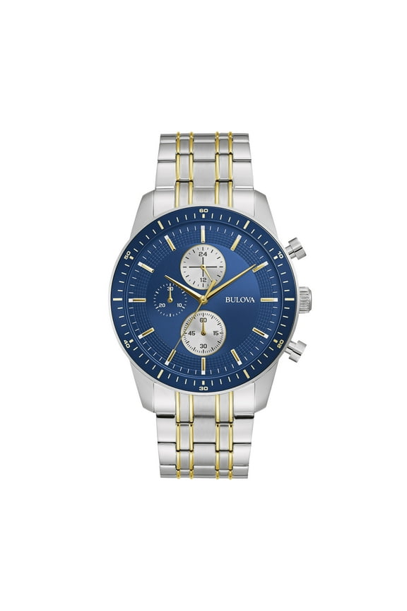 Men's Two-Tone Chronograph Blue Dial Watch 98A243