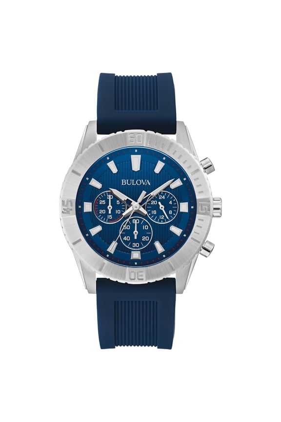 Men's Wilton Chronograph Blue Dial Silicone Strap Watch - 96A260