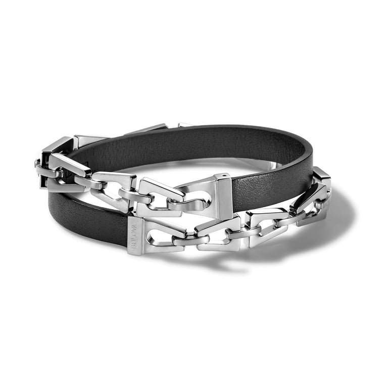 Stainless Steel Black IP-plated Cross Leather Multi Strand 8.75 inch Bracelet Stainless Steel Black IP-plated Cross Leather Multi Strand 8.75 inch Bracelet