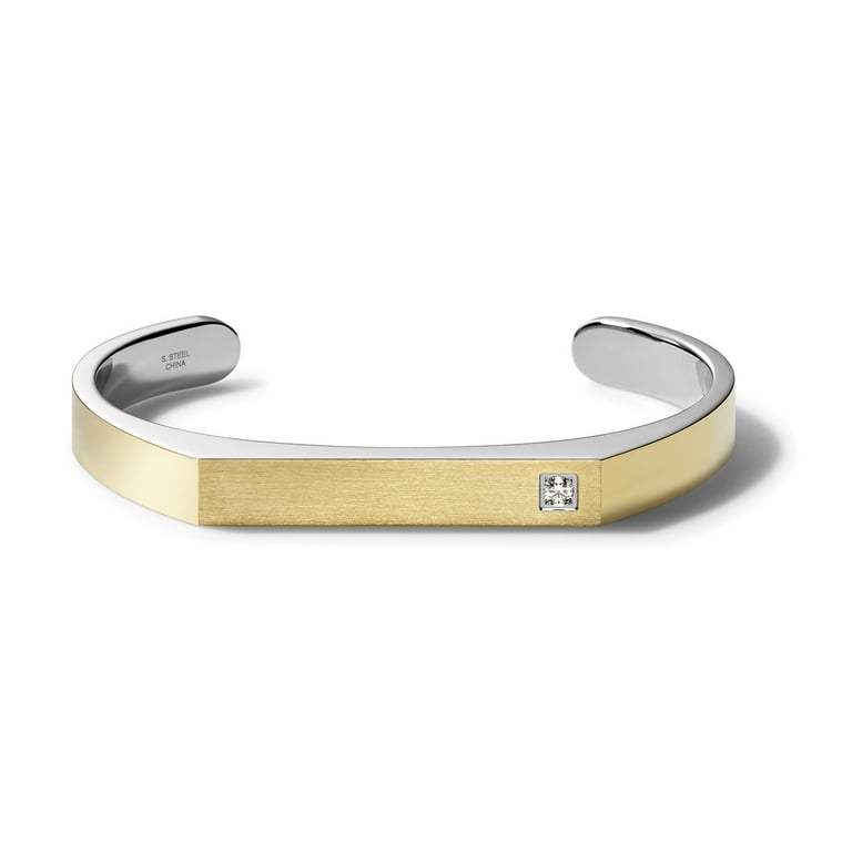 Bulova Mens Two tone Diamond Accent Cuff Bracelet Medium Walmart