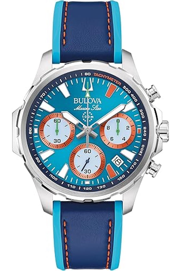 E1 Team Miami Marine Star Blue Leather and Silicone Mens Watch