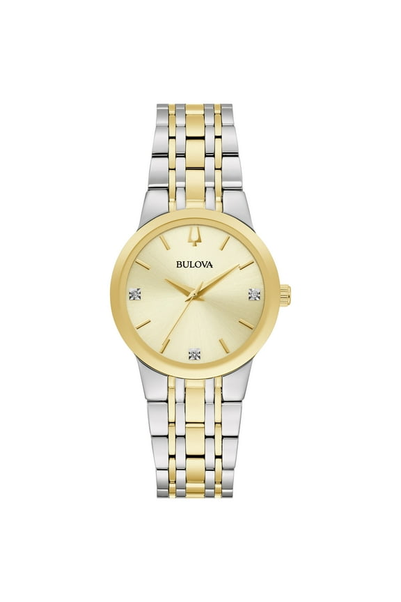 Women's Modern Diamond Accent Two-Tone Stainless Steel Bracelet Watch 98P224