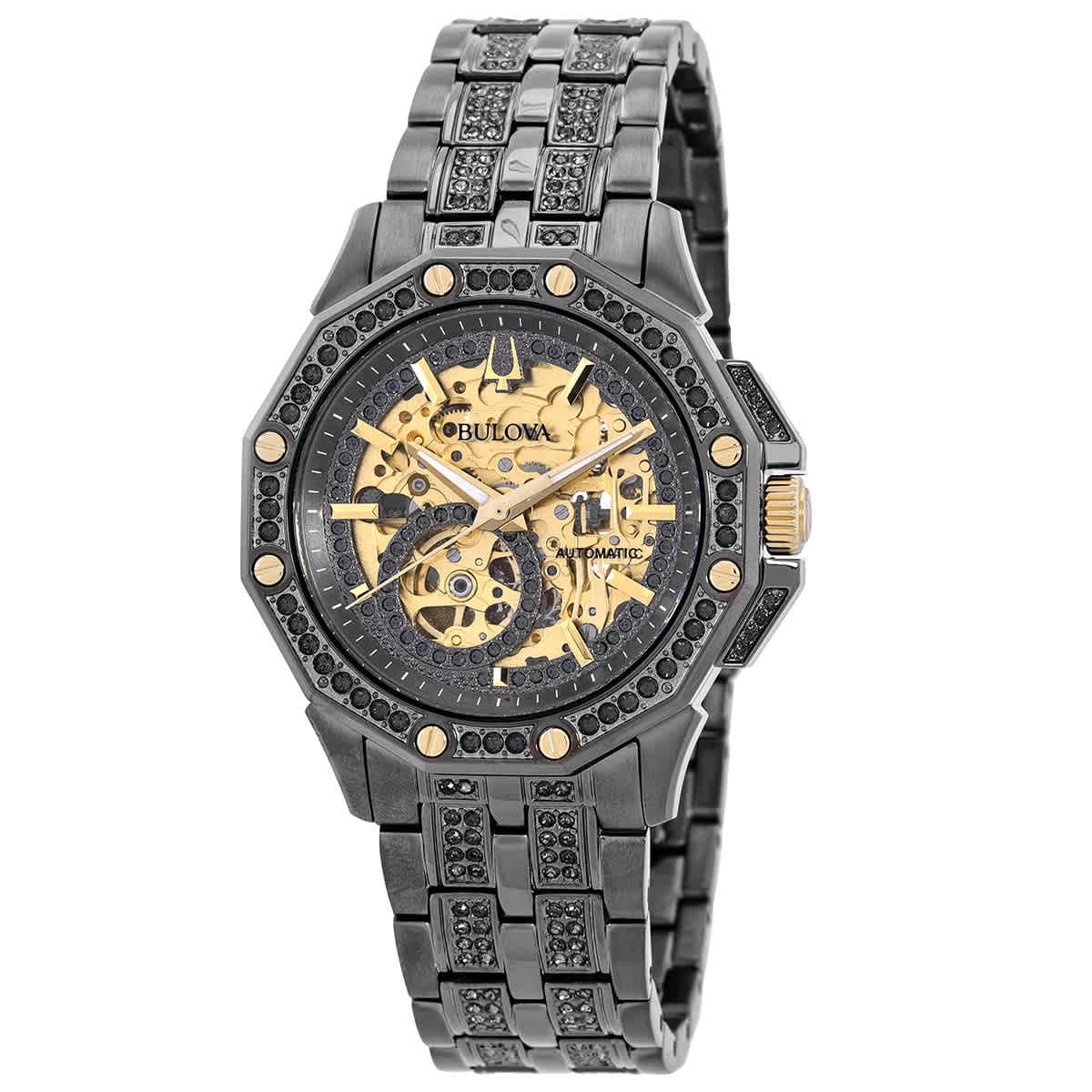 時計 BOYA Bulova Octava Men's Wrist Watch, Automatic Crystal Gold Skeleton