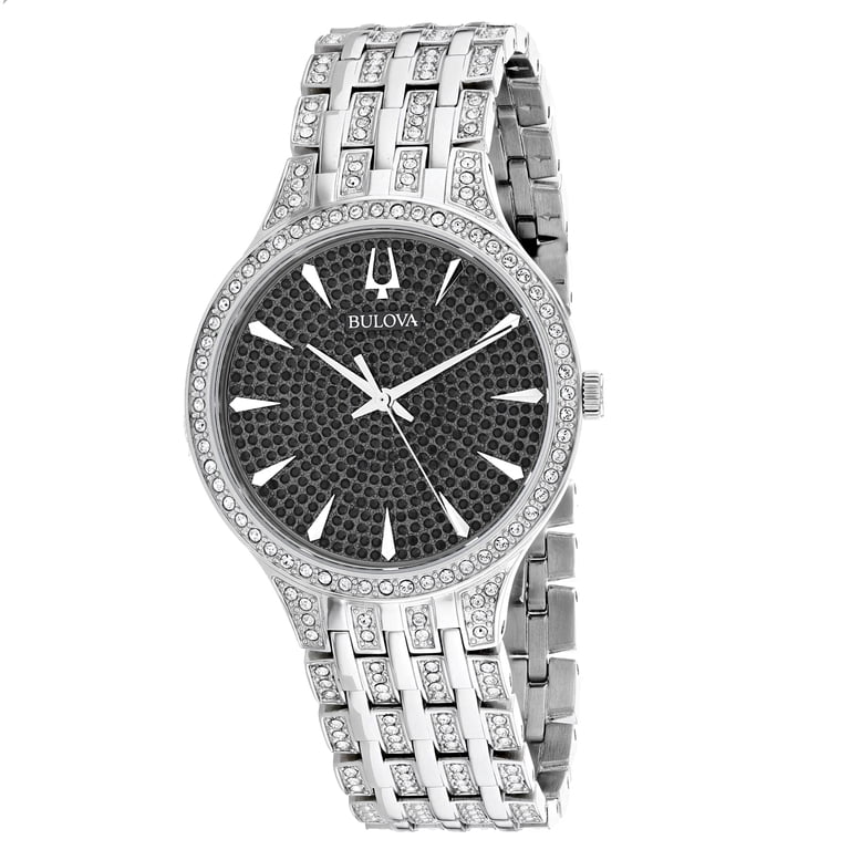 Bulova Black and Silver Pavé Crystal Bracelet Watch BULOVA Womens Floating Crystals Dress Watch, Black Dial  main image 4