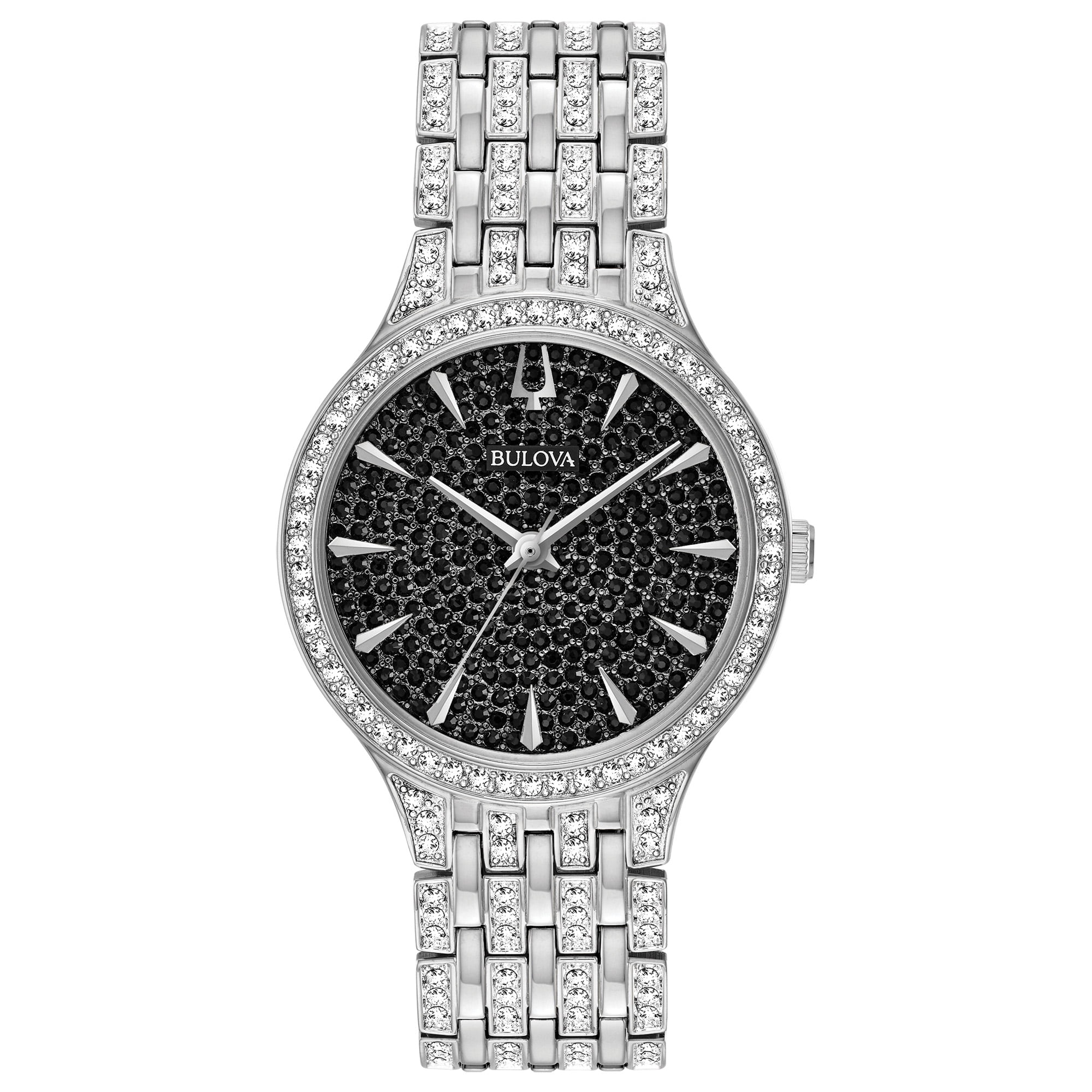 Bulova Phantom Black Pave Dial Stainless Steel Ladies Watch 96L273