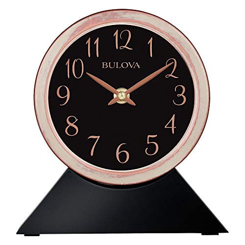 Bulova B5404 Port Jeff Clock, Aged Copper Finish, Black Base