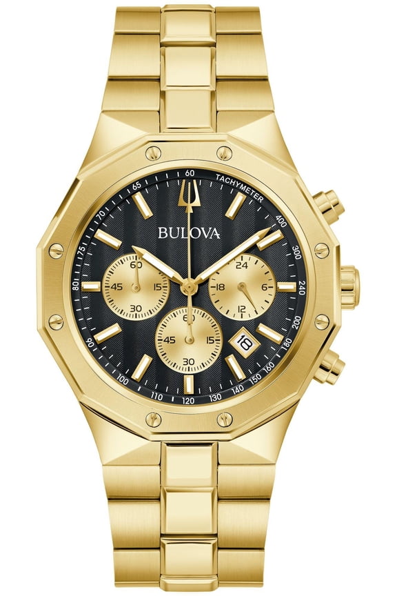 Prestige Classic Men's Black Dial Gold-Tone Quartz Watch 97B232