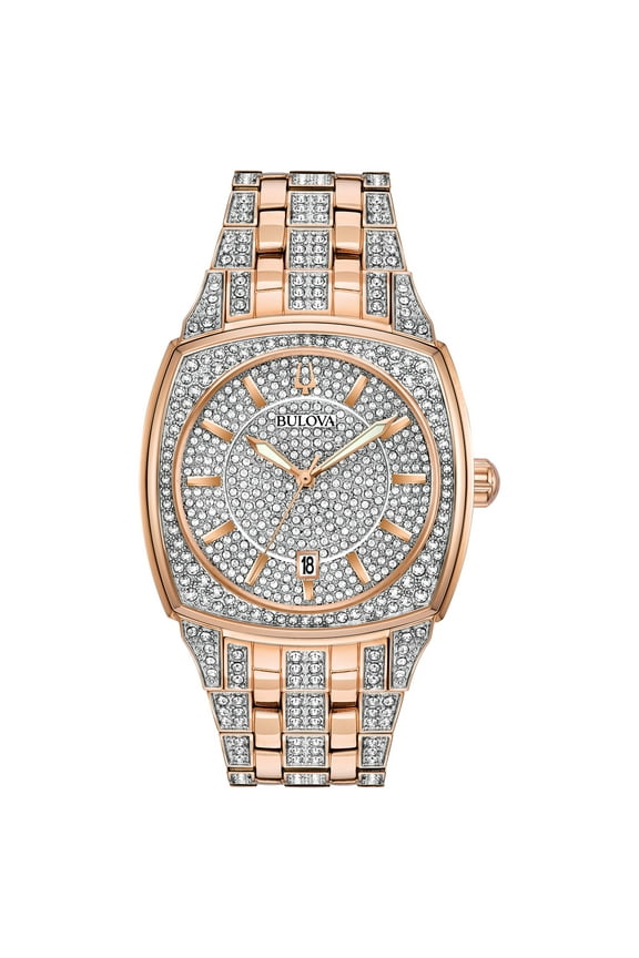 Quartz Crystal Pave Dial Men's Watch 98B324